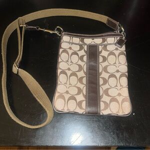 Coach Signature Brown and Tan Crossbody Bag